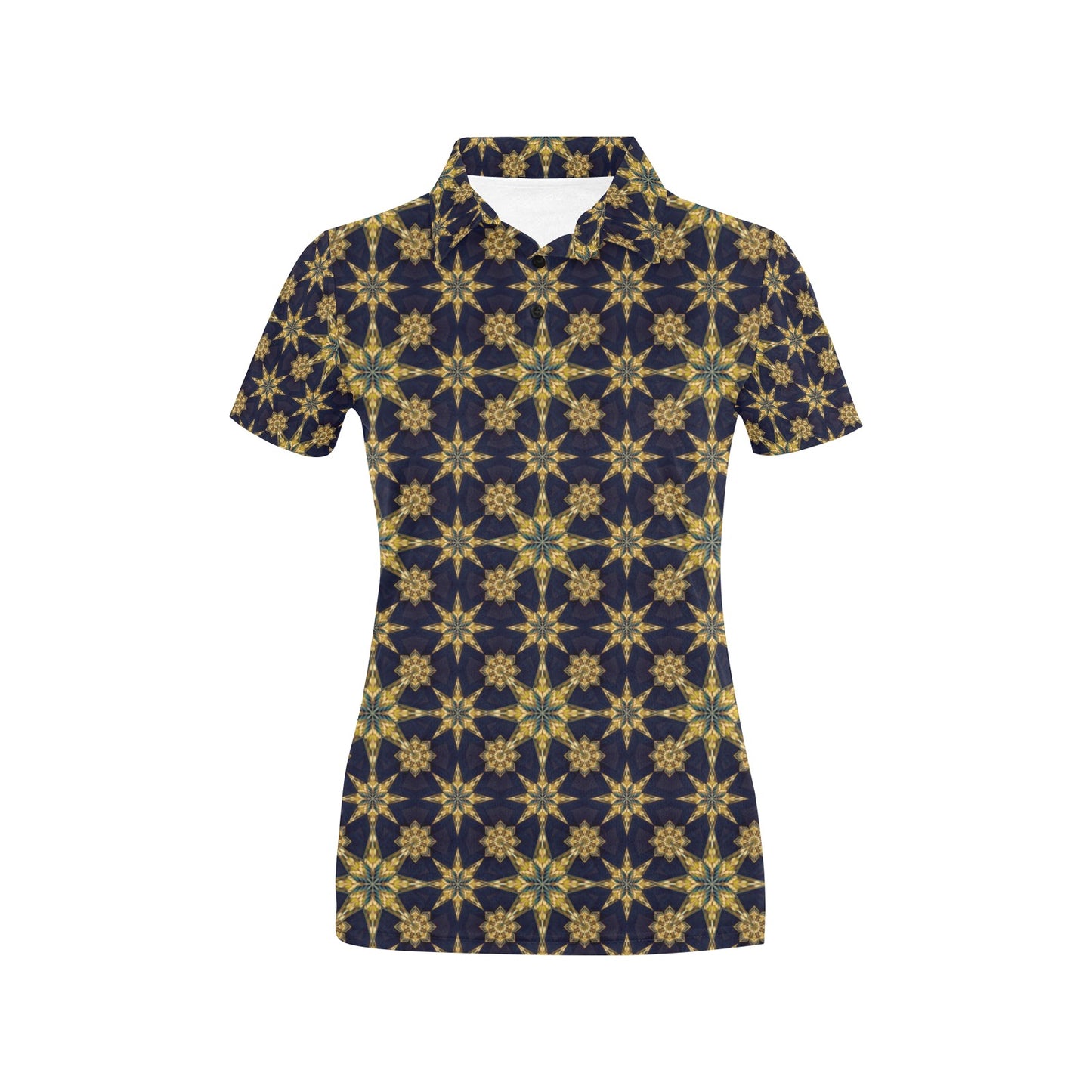 kaleidoscope Gold Print Design Women's Polo Shirt