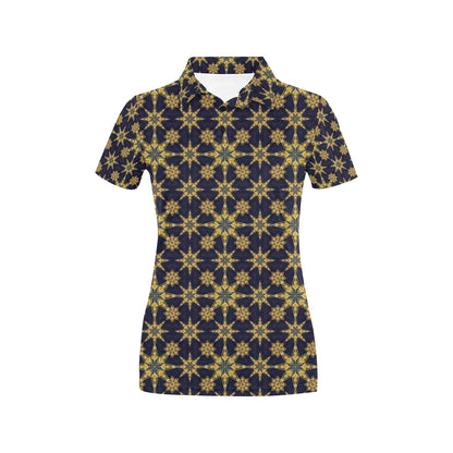 kaleidoscope Gold Print Design Women's Polo Shirt