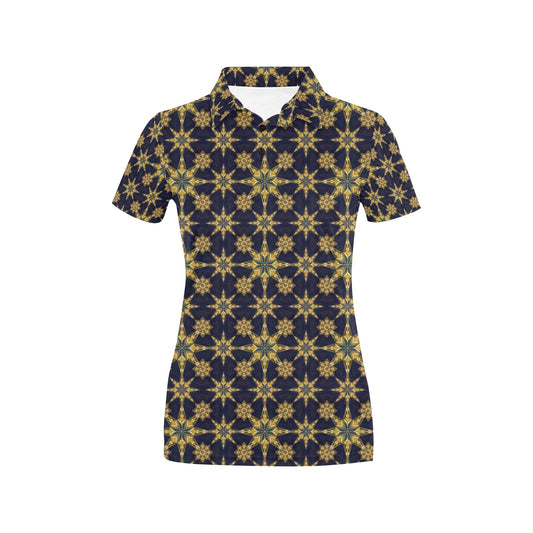 kaleidoscope Gold Print Design Women's Polo Shirt