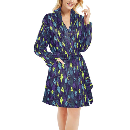 Shark Neon color Print Women's Fleece Robe