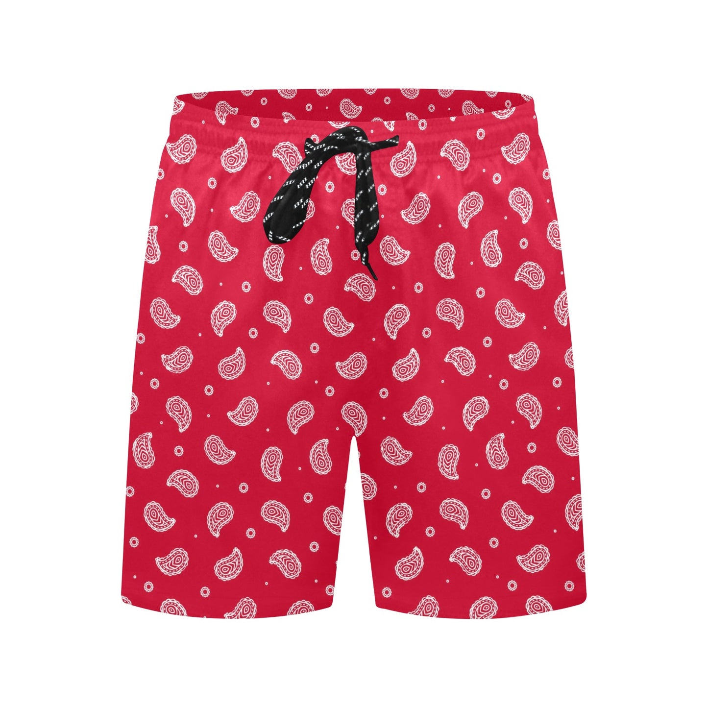 Bandana Red Paisley Print Design LKS305 Men's Swim Trunks Beach Shorts