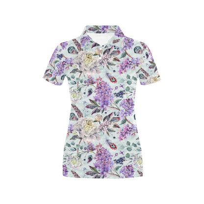 Lilac Pattern Print Design LI06 Women's Polo Shirt