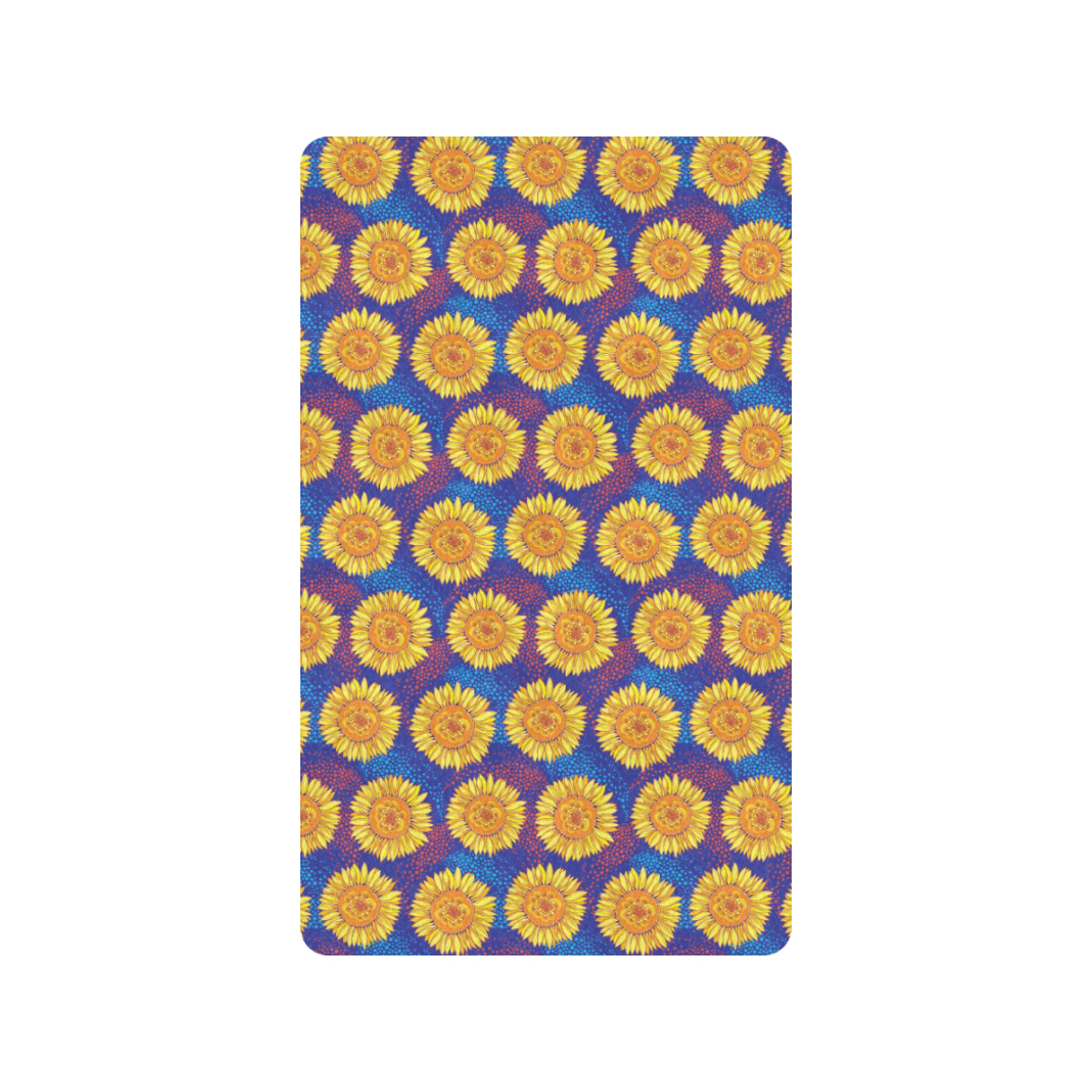 Sunflower Hand Drawn Style Print Rubber Doormat