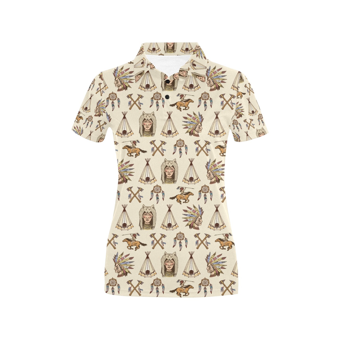 Native Indian Pattern Design Print Women's Polo Shirt