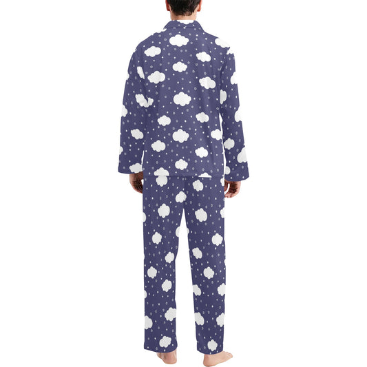 Cloud Pattern Print Design 03 Men's Long Pajama Set