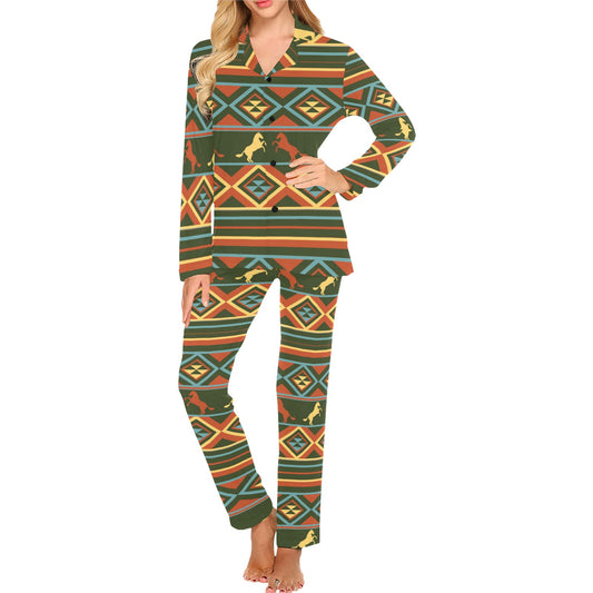 Horse Western Pattern Women's Long Pajama Set