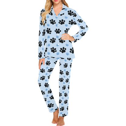 Paw Pattern Print Design A04 Women's Long Pajama Set