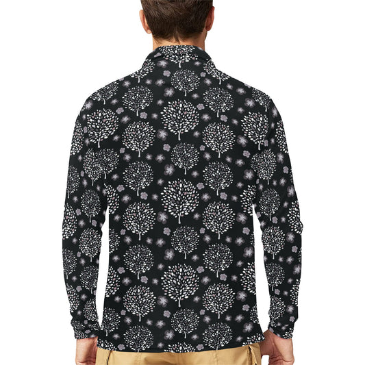 Tree Of Life Print Design LKS304 Long Sleeve Polo Shirt For Men's