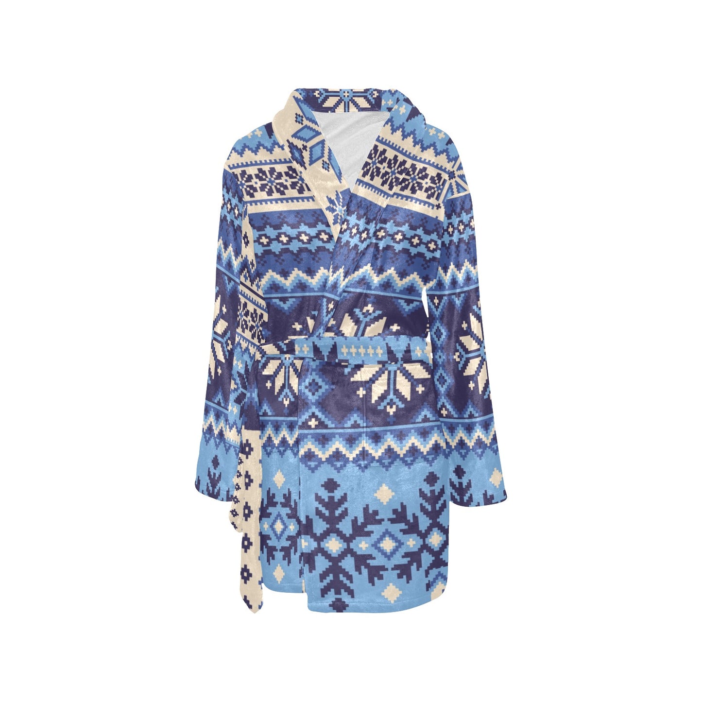 Nordic Pattern Print Design A04 Women's Fleece Robe