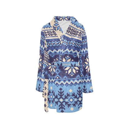 Nordic Pattern Print Design A04 Women's Fleece Robe