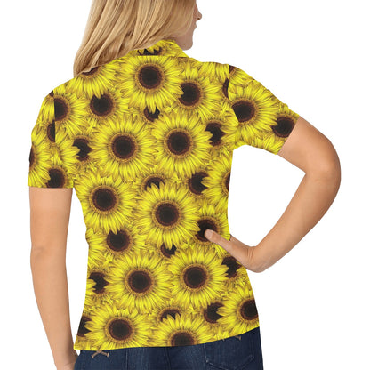 Sunflower Pattern Print Design SF010 Women's Polo Shirt