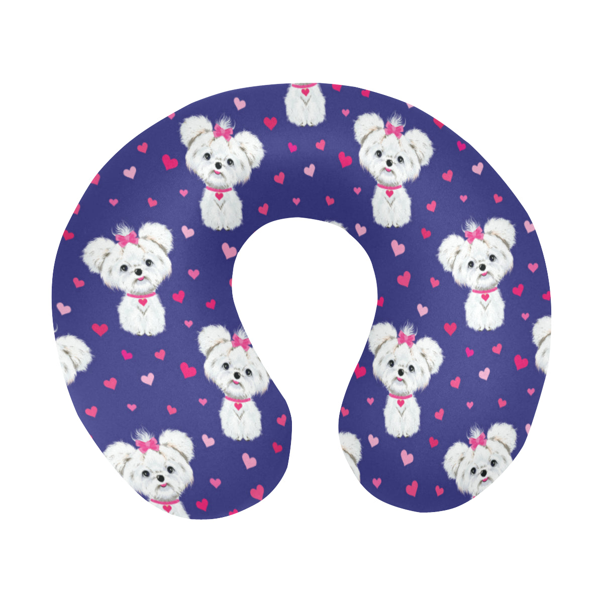 Maltese Pattern Print Design 02 U-Shaped Travel Neck Pillow