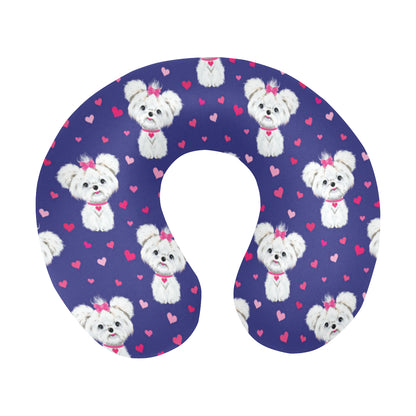 Maltese Pattern Print Design 02 U-Shaped Travel Neck Pillow