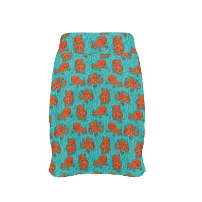 Octopus Cartoon Design Print Themed 17" Golf & Pickleball Skort with Pockets