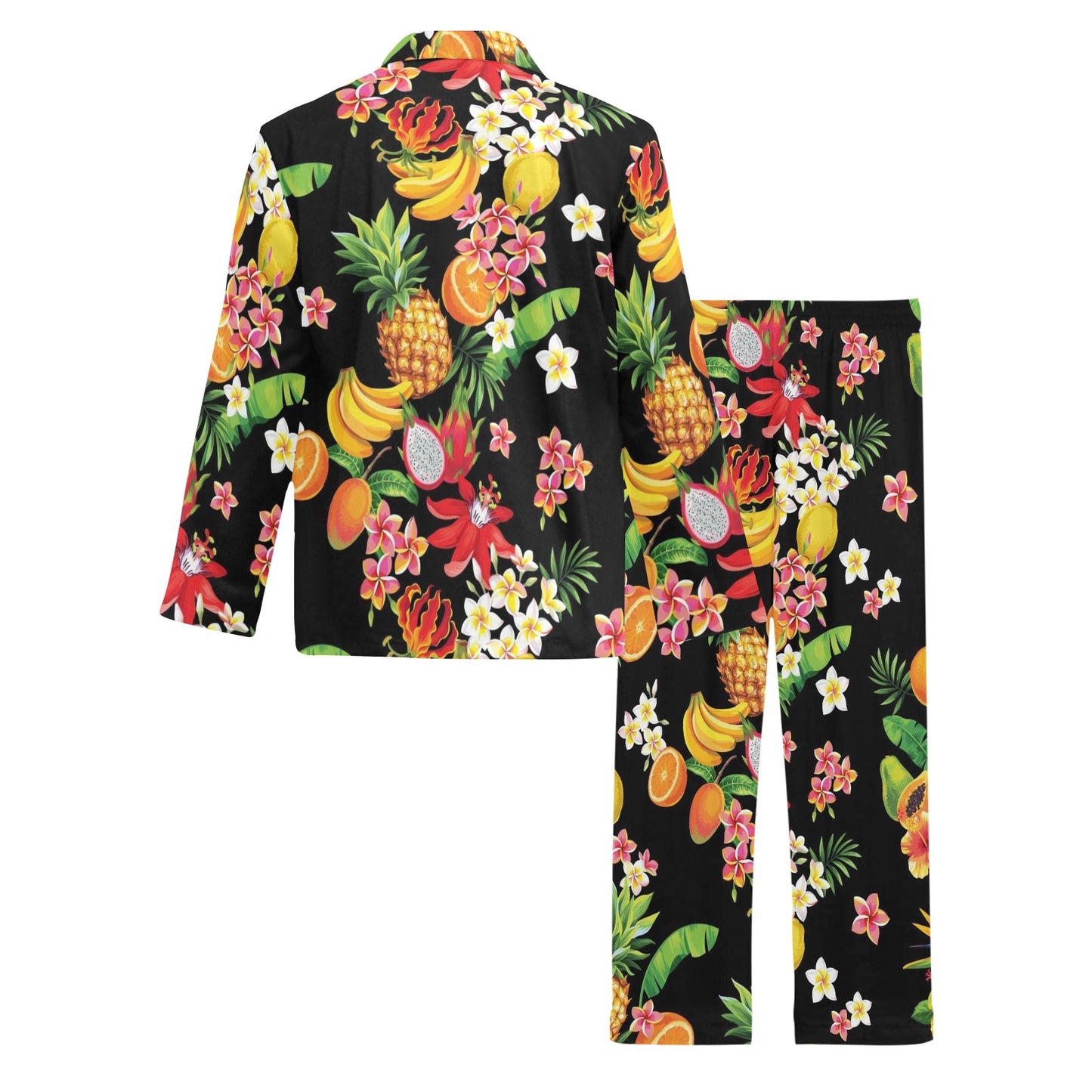 Tropical Fruits Pattern Print Design TF02 Men's Long Pajama Set