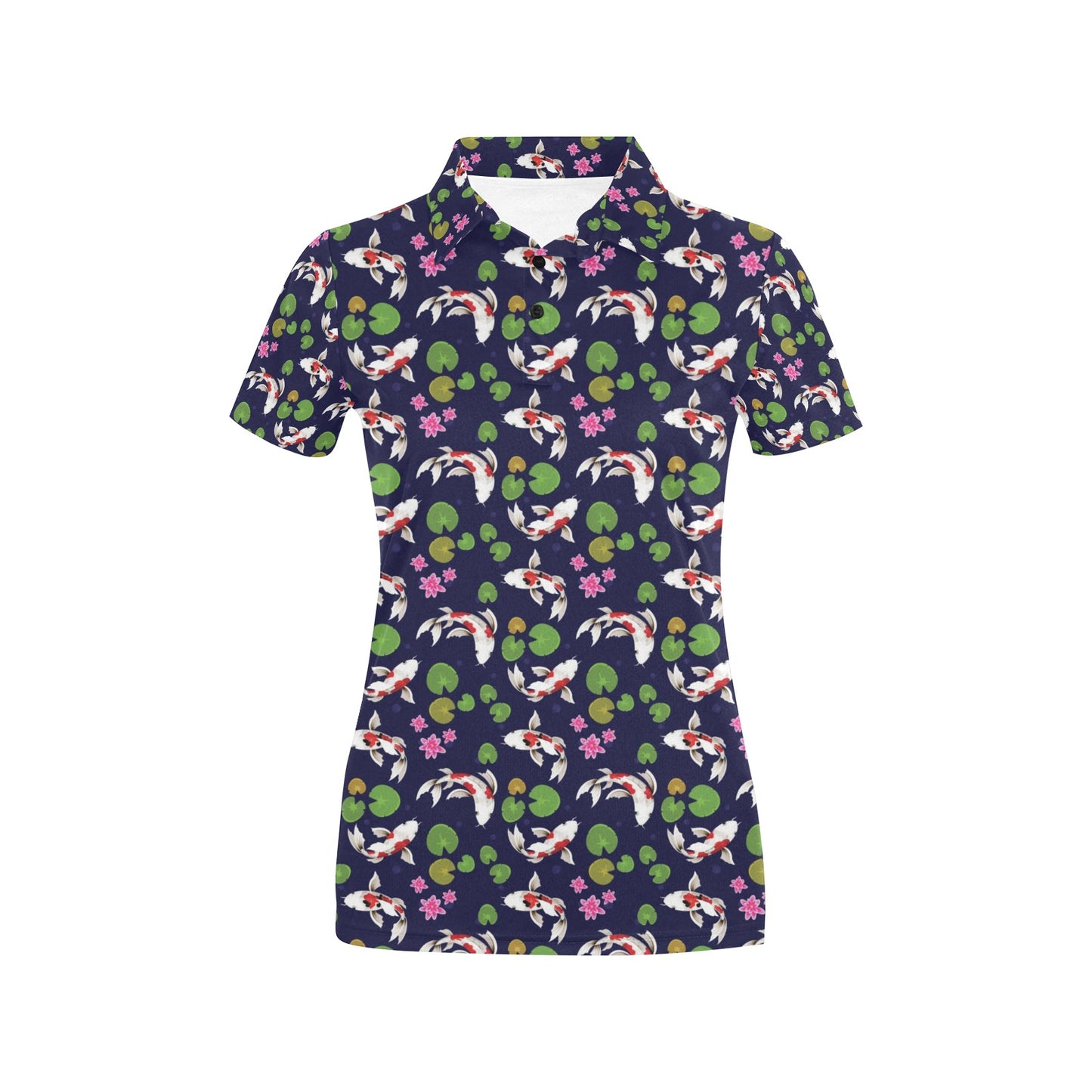 Koi Carp Pattern Design Themed Print Women's Polo Shirt