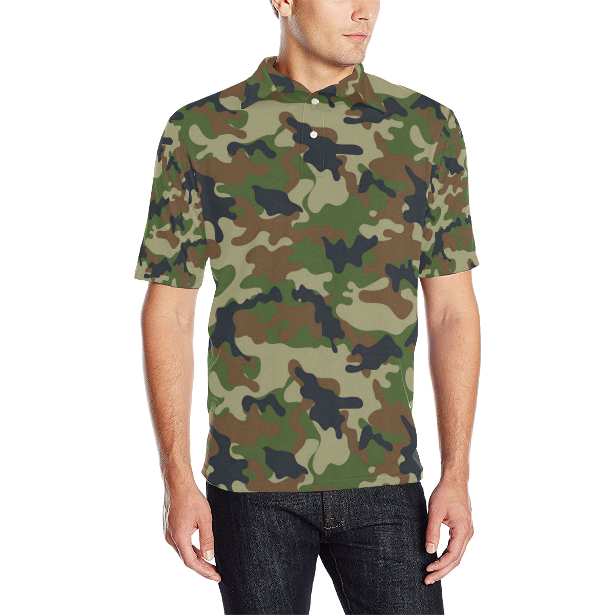Army Camouflage Pattern Print Design 01 Men Polo Shirt