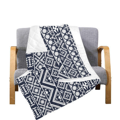 Blue White Tribal Aztec Premium Quilt