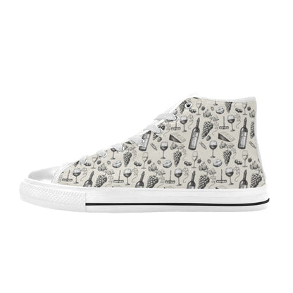 Wine Themed Print Design LKS306 Men's High Top Canvas Shoes