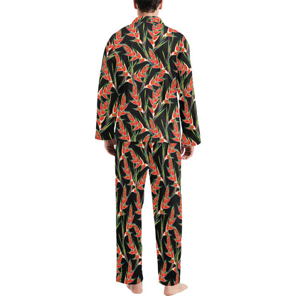 Heliconia Pattern Print Design HL010 Men's Long Pajama Set