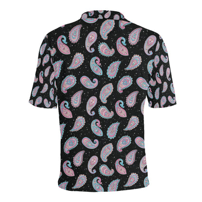 Paisley Pink Design Mandala Print Men Polo Shirt