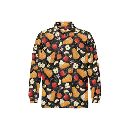 Apple Pie Pattern Print Design 01 Long Sleeve Polo Shirt For Men's