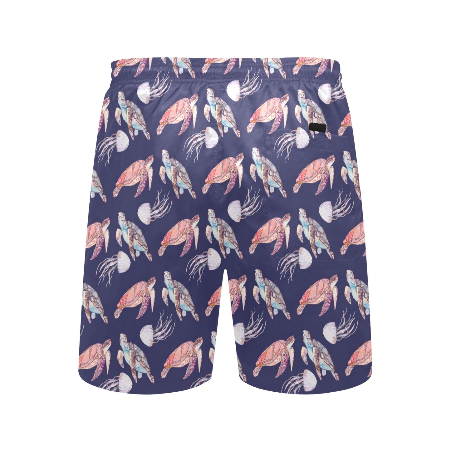 Sea Turtle With Jelly Fish Print Design LKS301 Men's Swim Trunks Beach Shorts