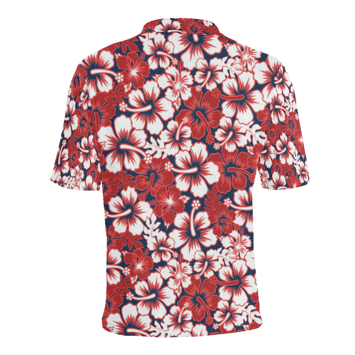 Red Hibiscus Pattern Print Design HB01 Men Polo Shirt