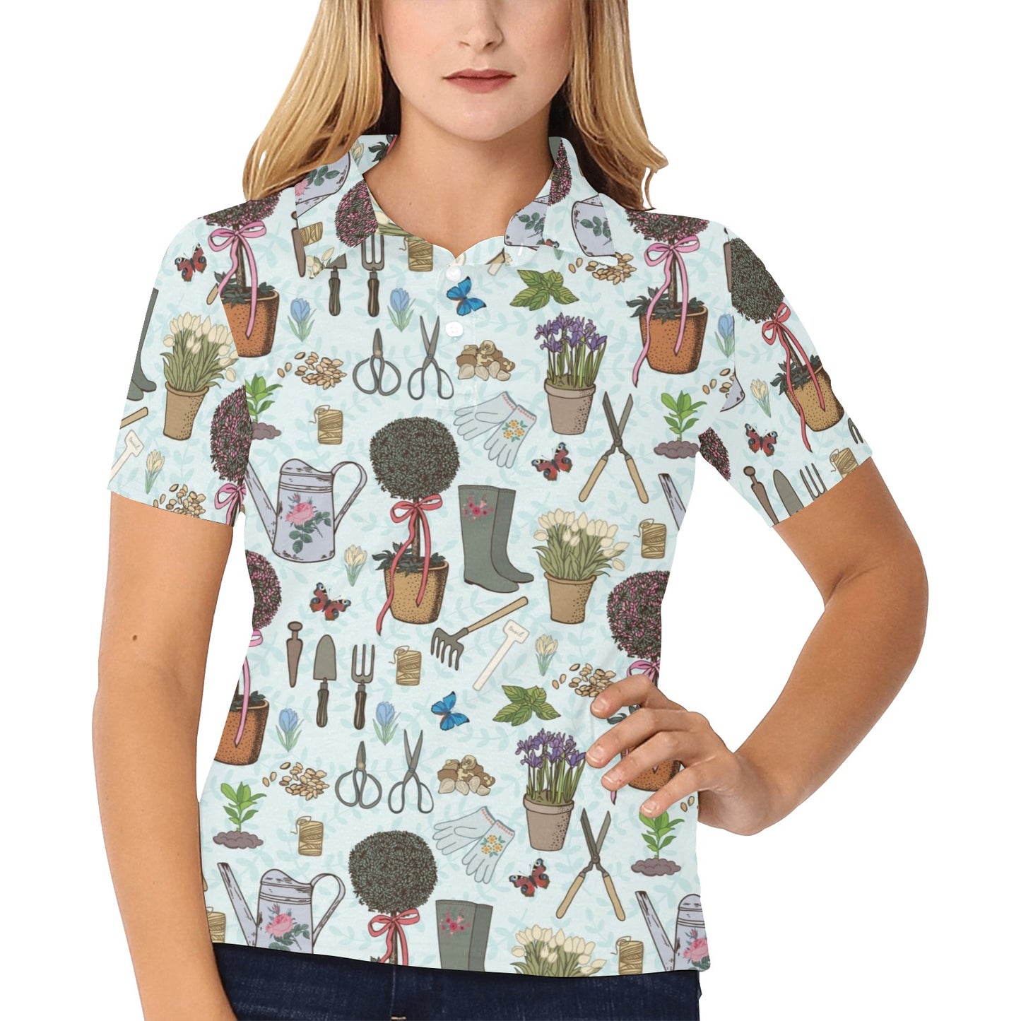 Gardening Pattern Print Design G01 Women's Polo Shirt