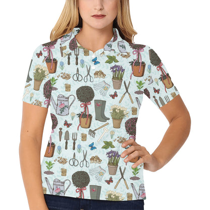 Gardening Pattern Print Design G01 Women's Polo Shirt