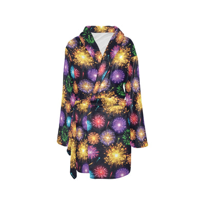 Firework Print Design LKS305 Women's Fleece Robe