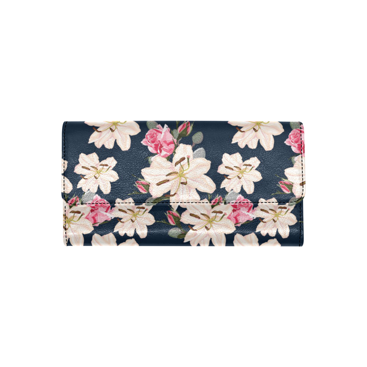 Lily Pattern Print Design LY04 Women's Trifold Wallet