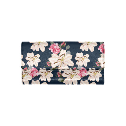 Lily Pattern Print Design LY04 Women's Trifold Wallet