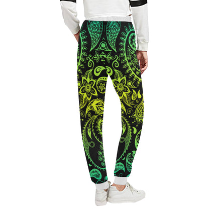 Paisley Green Design Print Unisex Sweatpants