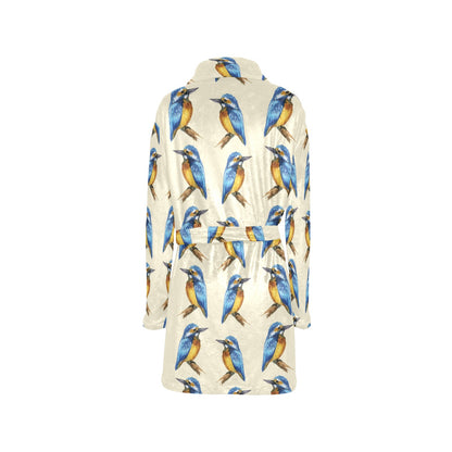 Kingfisher Pattern Print Design 01 Women's Fleece Robe