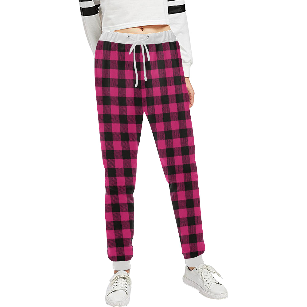 Pink Tartan Plaid Pattern Unisex Sweatpants