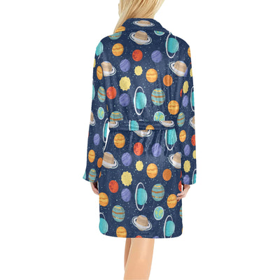 Planet With Star Print Design LKS303 Women's Fleece Robe