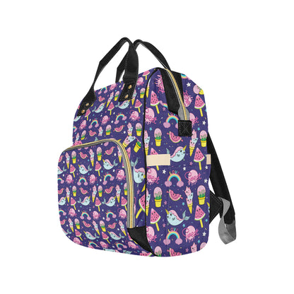 Narwhal Cute Pattern Print Design 02 Diaper Bag Backpack