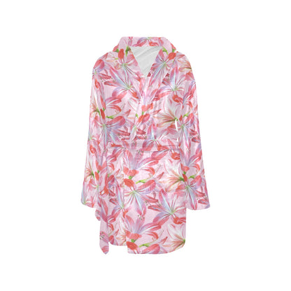 Amaryllis Pattern Print Design 02 Women's Fleece Robe