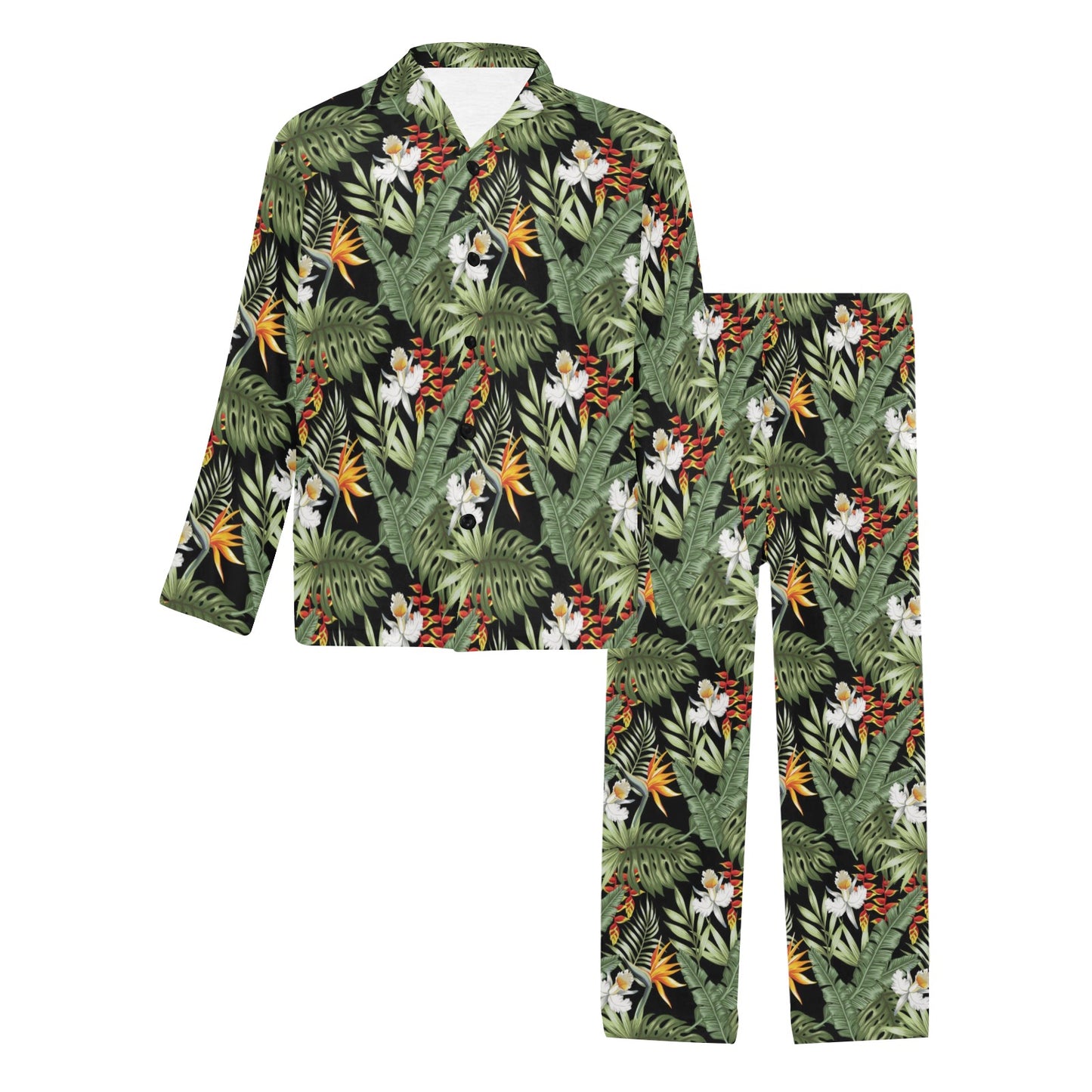 Bird Of Paradise Pattern Print Design 02 Men's Long Pajama Set