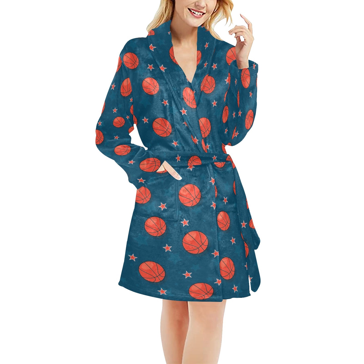Basketball Pattern Print Design 02 Women's Fleece Robe