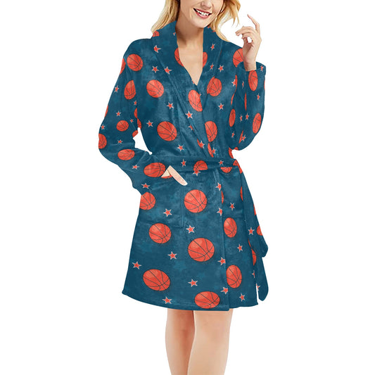 Basketball Pattern Print Design 02 Women's Fleece Robe
