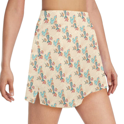 Mermaid Girl With Fish Design Print 17" Golf & Pickleball Skort with Pockets