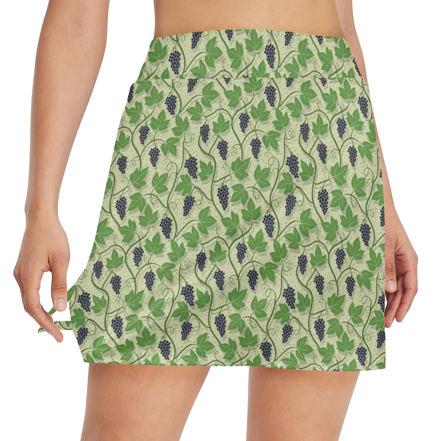 Wine Grape Thmed Print Women's Golf Skirt with Pocket