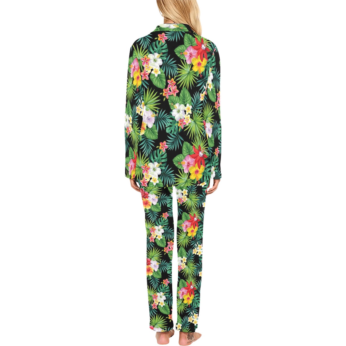 Hibiscus Hawaiian flower tropical Women's Long Pajama Set