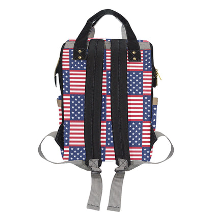 Patriotic US Flag Pattern Print Design A03 Diaper Bag Backpack