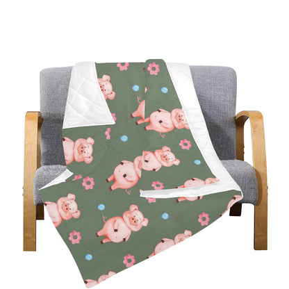Pig Pattern Print Design 03 Premium Quilt