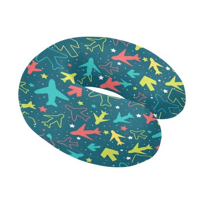 Airplane Pattern Print Design 05 U-Shaped Travel Neck Pillow