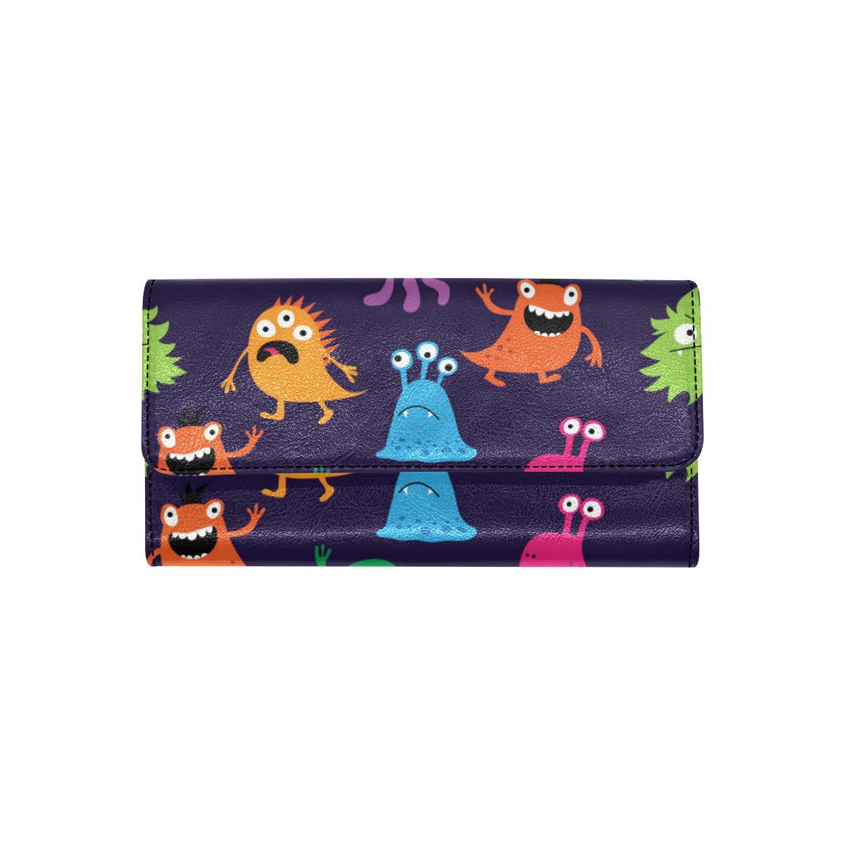 Monster Cartoon Pattern Print Design 02 Women's Trifold Wallet
