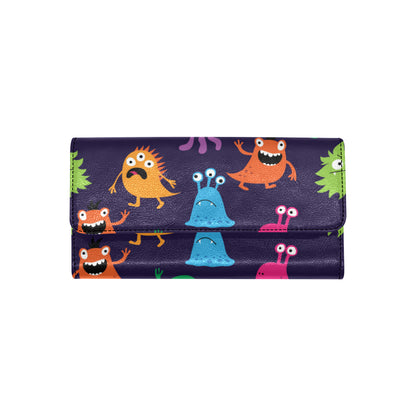 Monster Cartoon Pattern Print Design 02 Women's Trifold Wallet